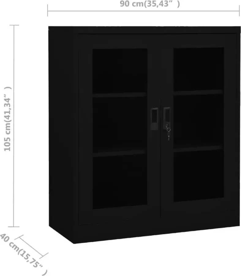 VidaXL -Kantoorkast-90x40x105-cm-staal-zwart