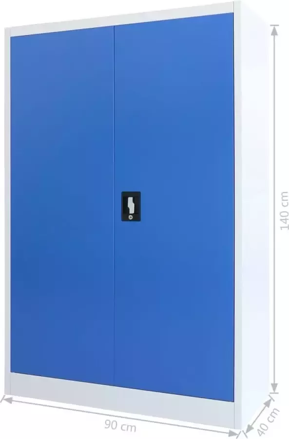 VidaXL -Kantoorkast-90x40x140-cm-metaal-grijs-en-blauw - Foto 4