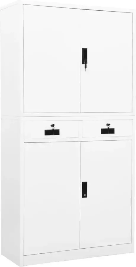 VidaXL -Kantoorkast-90x40x180-cm-staal-wit