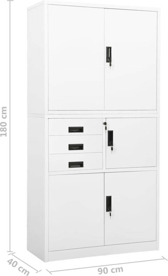 VidaXL -Kantoorkast-90x40x180-cm-staal-wit - Foto 2