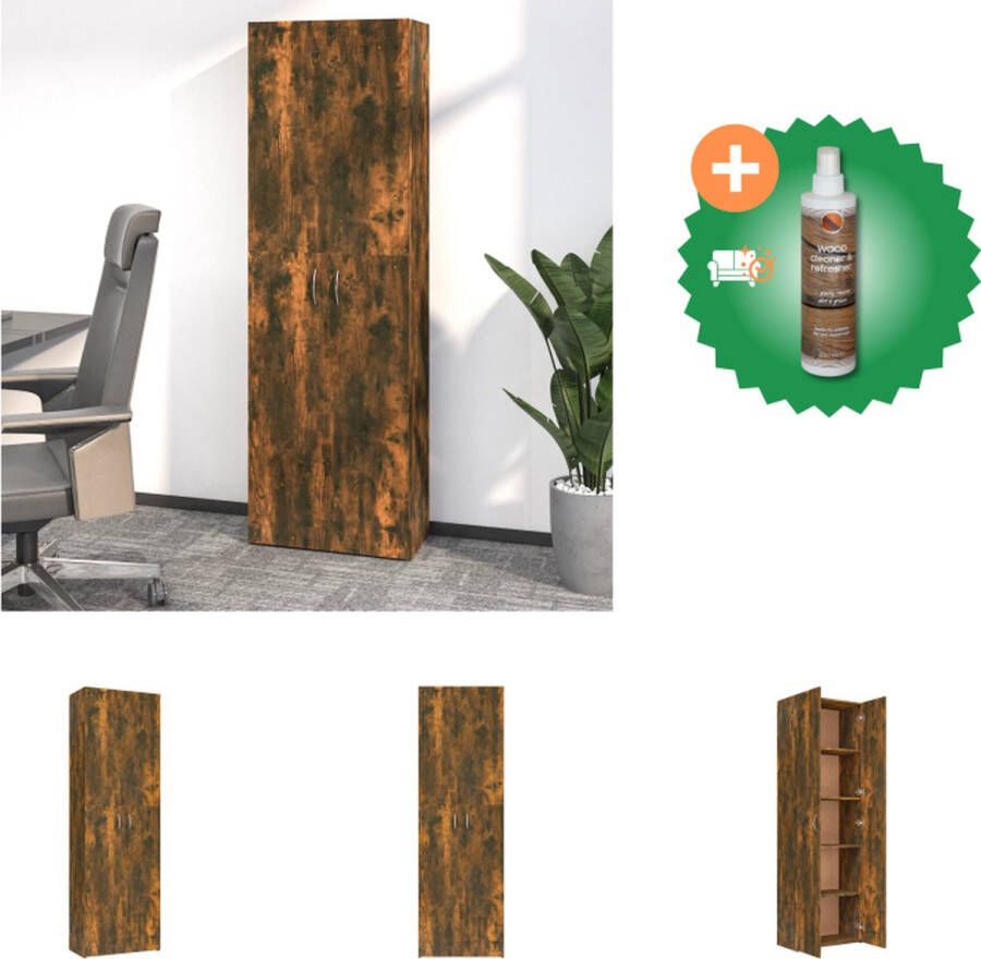 VidaXL Kantoorkast 60x32x190 cm bewerkt hout gerookt eikenkleurig Kast Inclusief Houtreiniger en verfrisser
