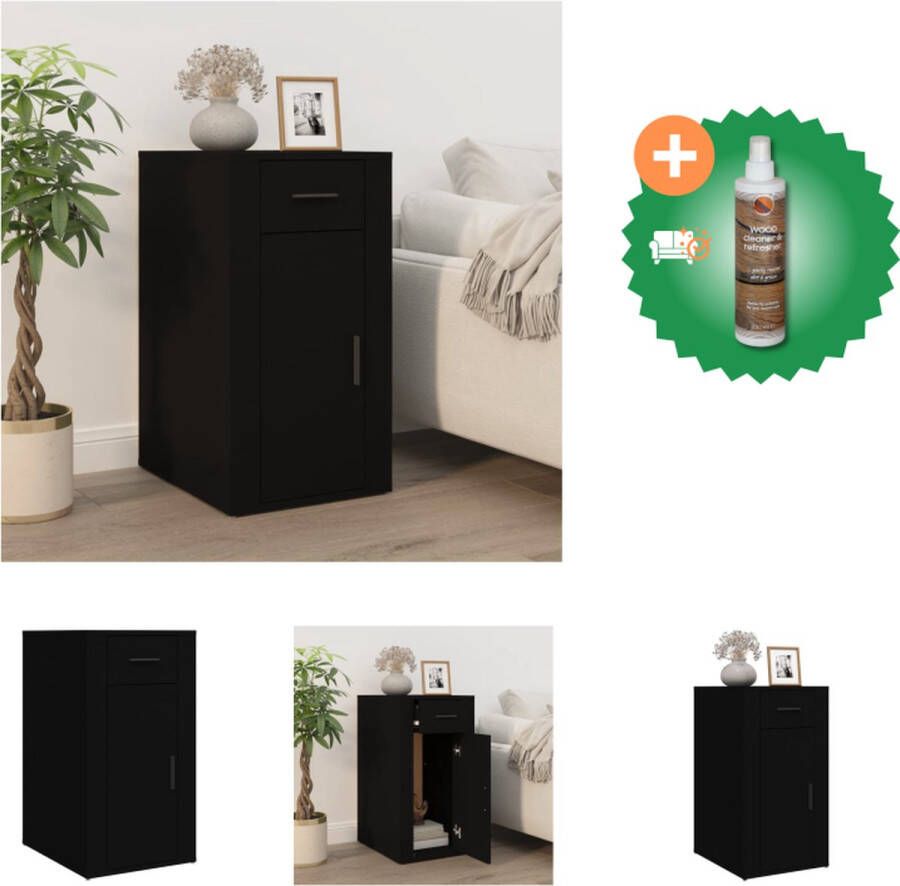 VidaXL Kantoorkast Bureaukast 40x49x75 cm Zwart Kleur Kast Inclusief Houtreiniger en verfrisser