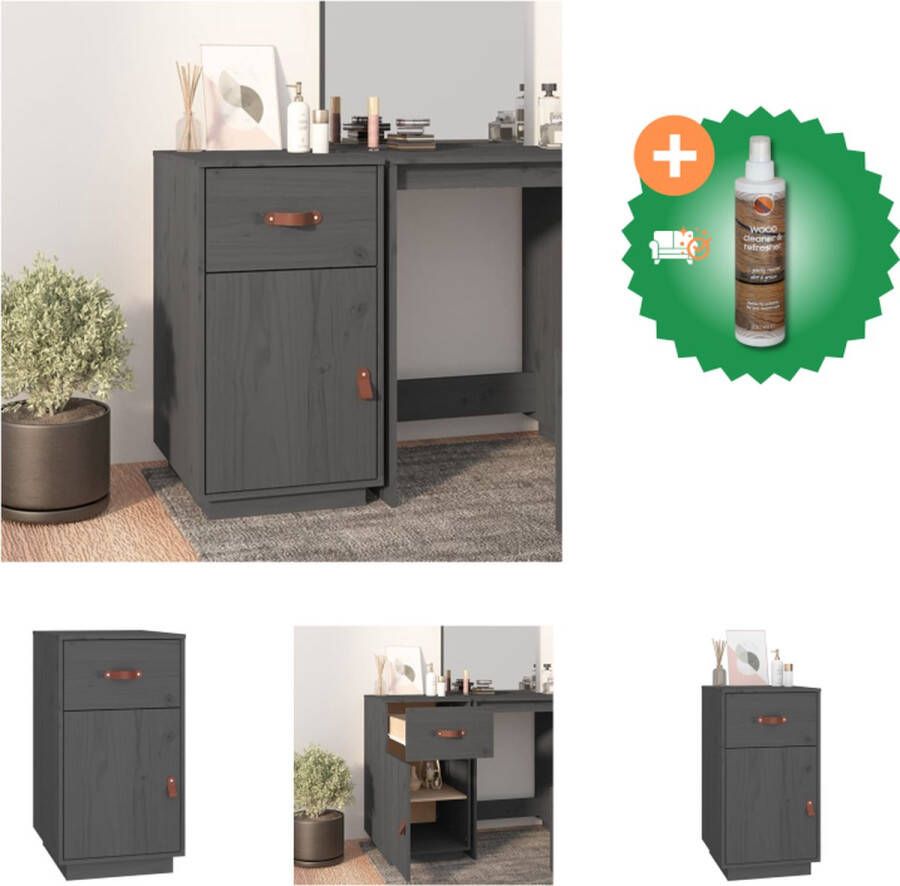 VidaXL Kantoorkast Massief grenenhout 40 x 50 x 75 cm (B x D x H) Grijs Kast Inclusief Houtreiniger en verfrisser