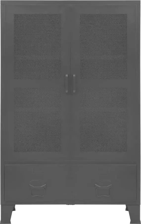 VIDAXL Kantoorkast met gaasdeuren industrieel 75x40x120 cm staal zwart