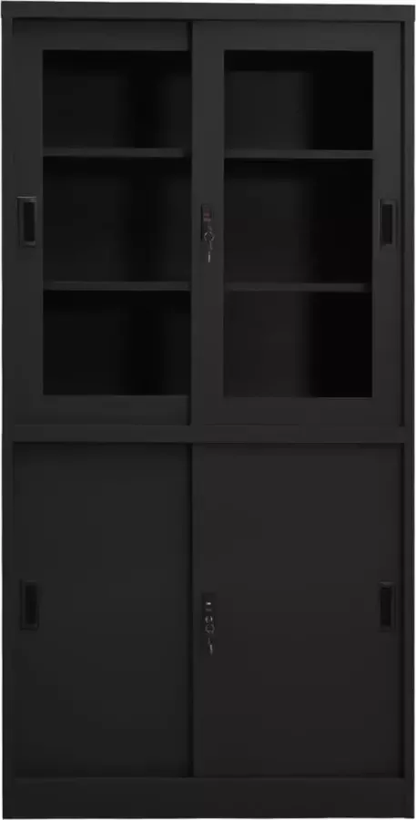 VidaXL -Kantoorkast-met-schuifdeuren-90x40x180-cm-staal-antracietkleur