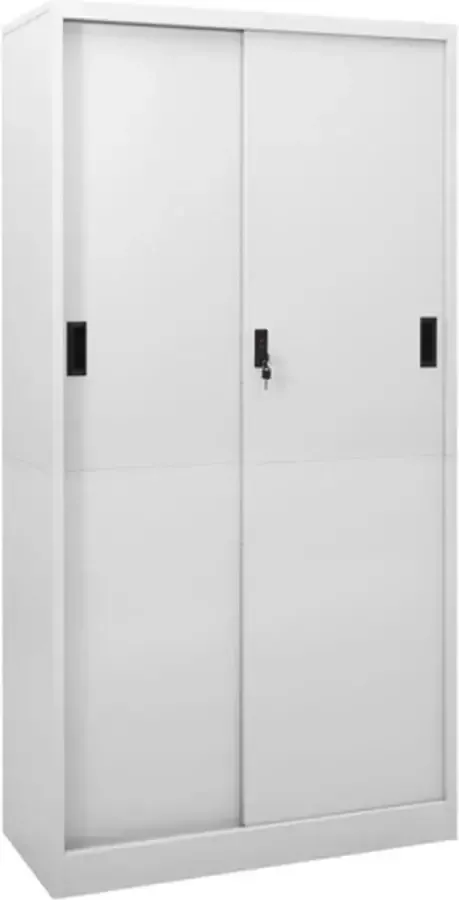 VidaXL -Kantoorkast-met-schuifdeuren-90x40x180-cm-staal-lichtgrijs - Foto 2
