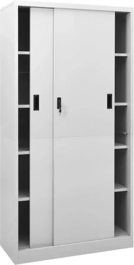VidaXL -Kantoorkast-met-schuifdeuren-90x40x180-cm-staal-lichtgrijs - Foto 1