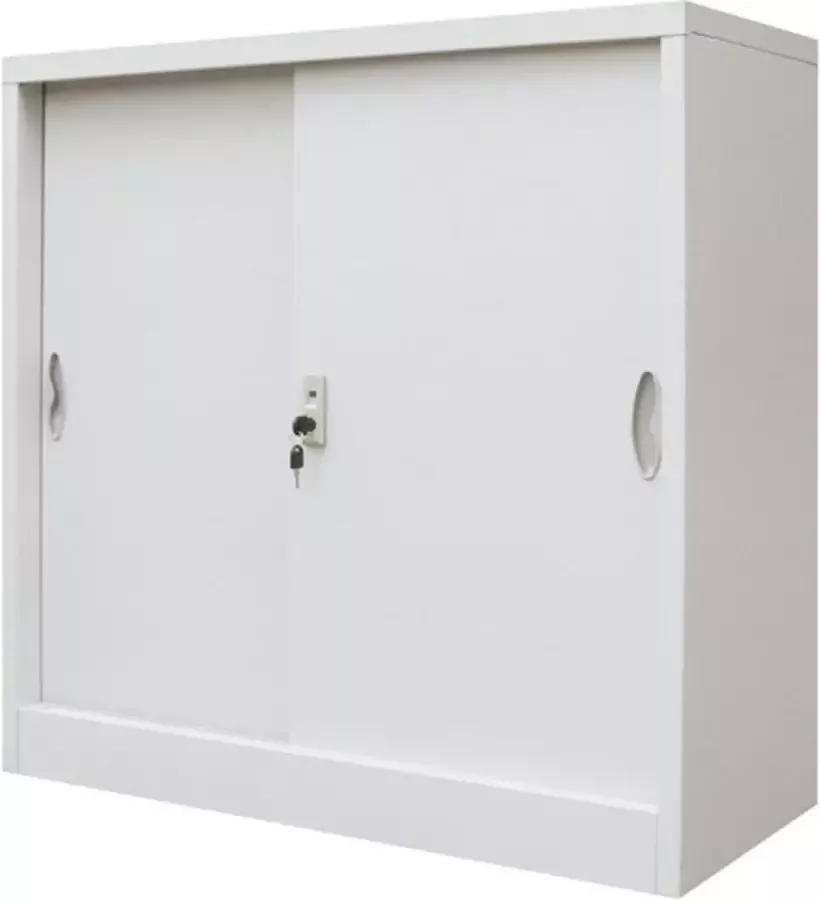 VidaXL Kantoorkast met schuifdeuren 90x40x90 cm metaal grijs