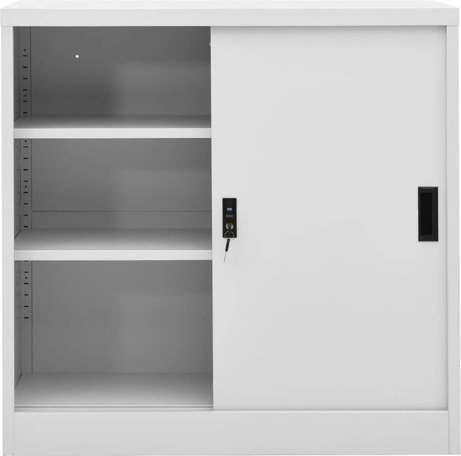 VidaXL -Kantoorkast-met-schuifdeuren-90x40x90-cm-staal-lichtgrijs - Foto 1