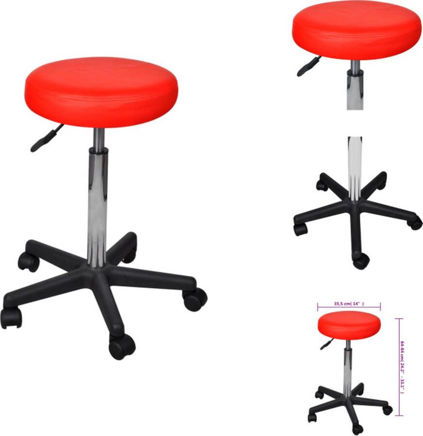 VidaXL Kantoorkruk Bureaukruk Rood 64-84 cm Lichtgewicht Comfortabele zitting Bureaustoel
