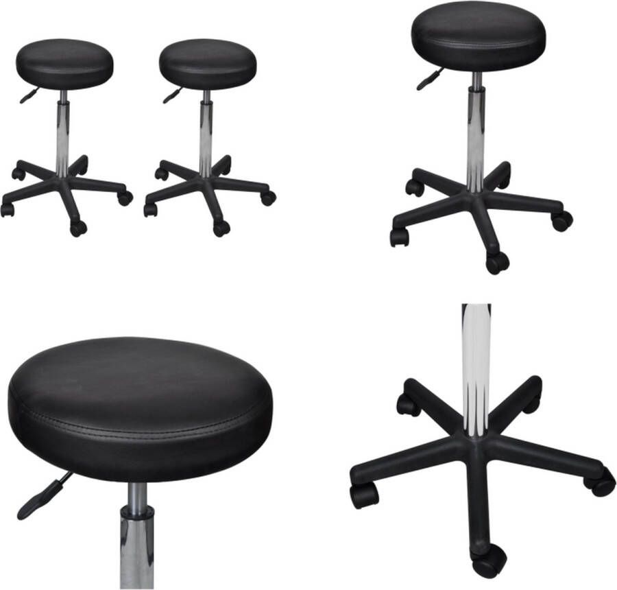 VidaXL Kantoorkrukken 2 st 35-5x84 cm kunstleer zwart Bureaustoel Bureaustoelen Kantoorstoel Kantoorstoelen