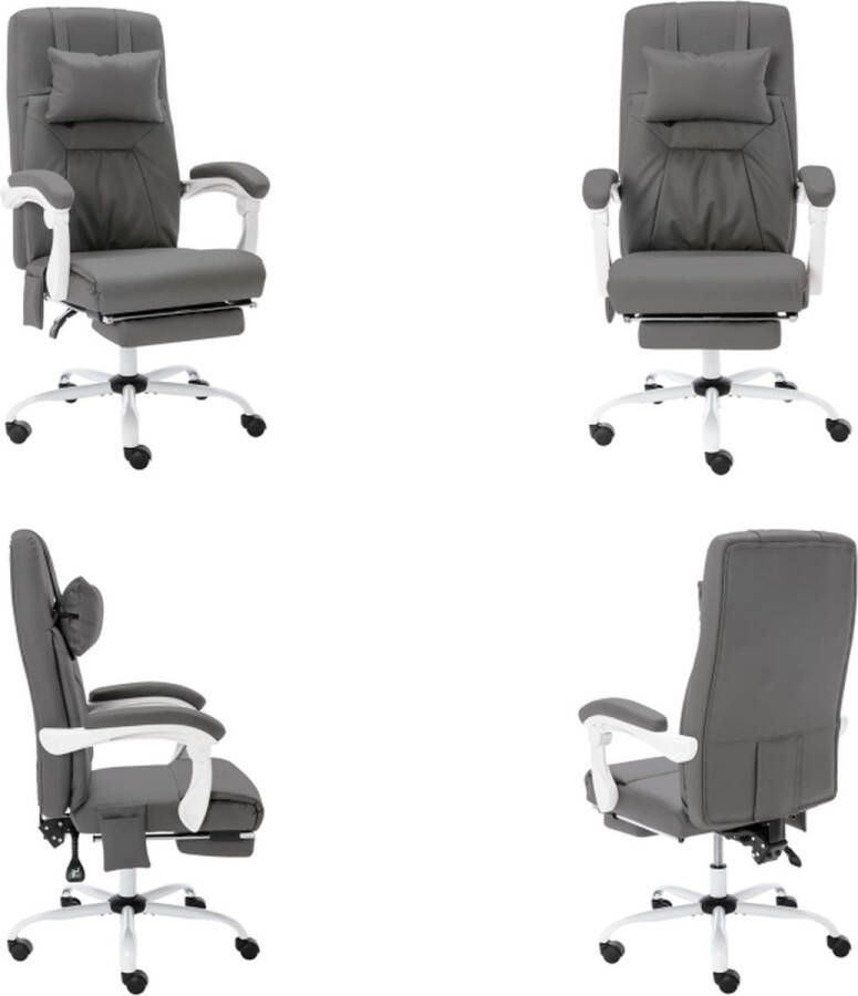VidaXL Kantoormassagestoel kunstleer grijs Bureaustoel Bureaustoelen Massage Kantoorstoel Massage Kantoorstoelen
