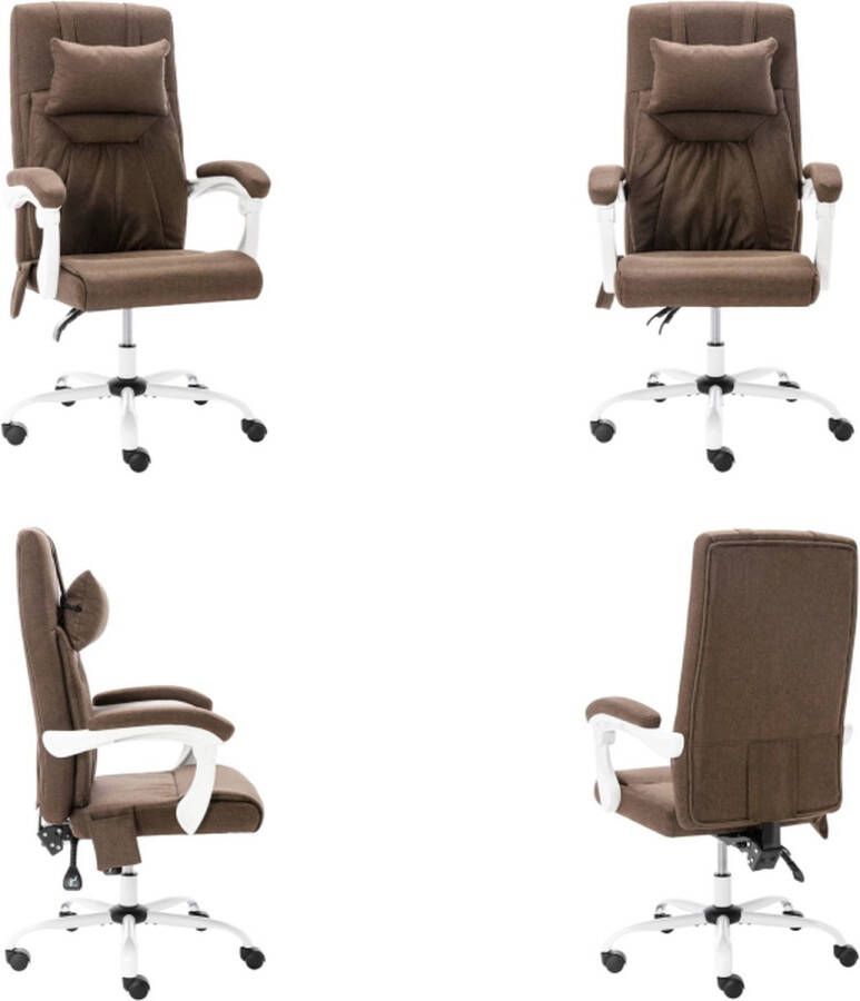 VidaXL Kantoormassagestoel stof bruin Bureaustoel Bureaustoelen Massage Kantoorstoel Massage Kantoorstoelen