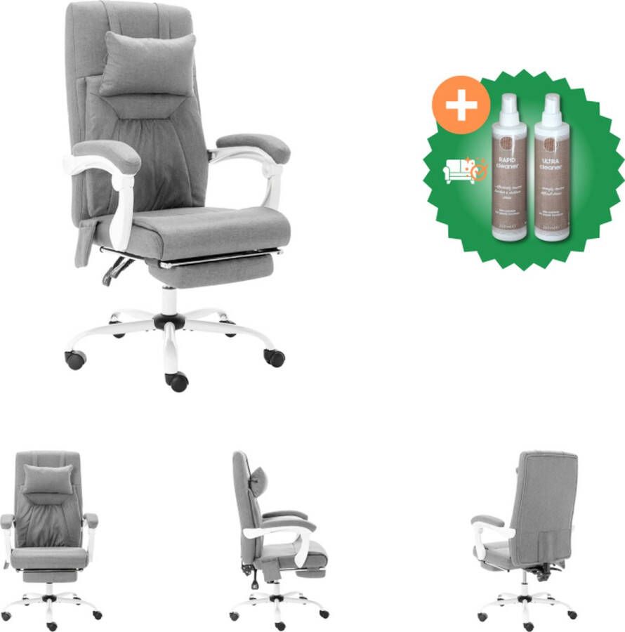 VidaXL Kantoormassagestoel stof grijs Bureaustoel Inclusief Onderhoudsset