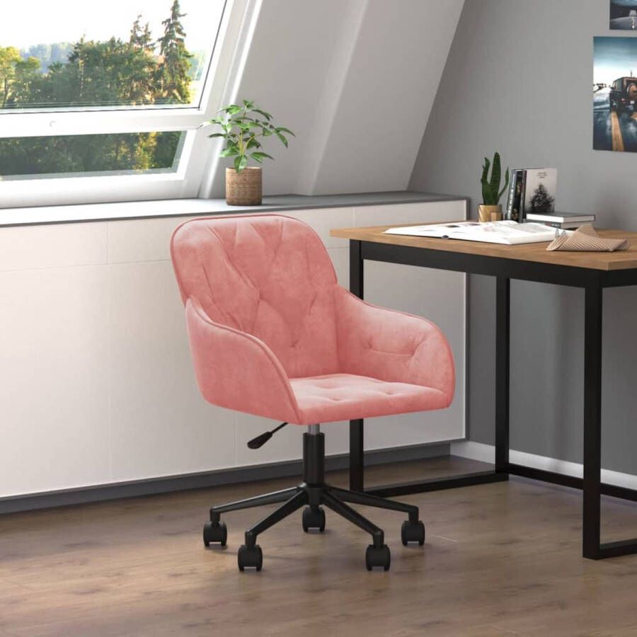 VidaXL -Kantoorstoel-draaibaar-fluweel-roze - Foto 2