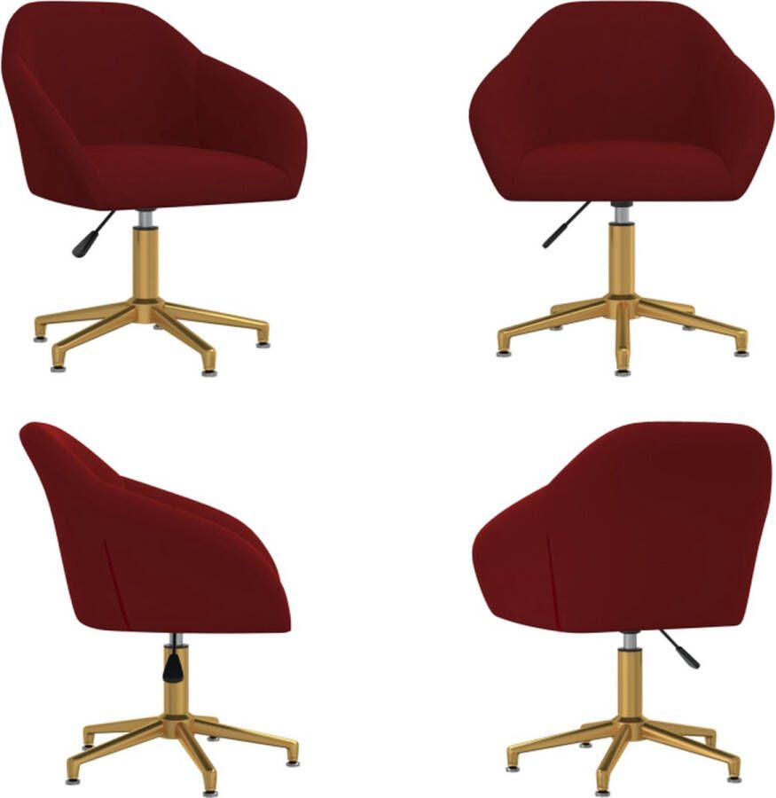 VidaXL Kantoorstoel draaibaar fluweel wijnrood Bureaustoel Bureaustoelen Bureaudraaistoel Bureaudraaistoelen