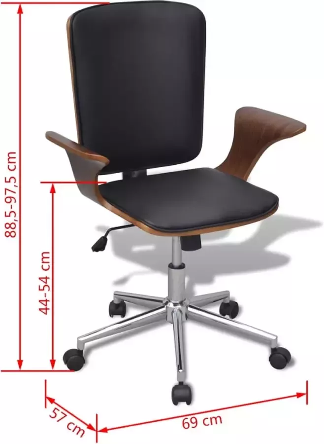 VidaXL -Kantoorstoel-draaibaar-gebogen-hout-en-kunstleer - Foto 2
