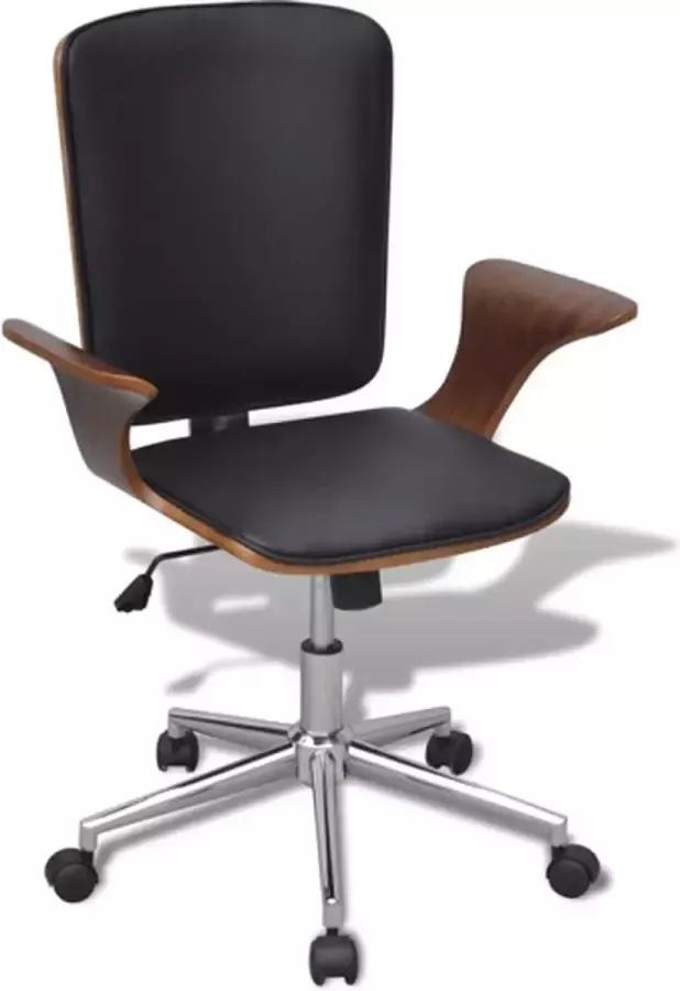 VidaXL -Kantoorstoel-draaibaar-gebogen-hout-en-kunstleer - Foto 3