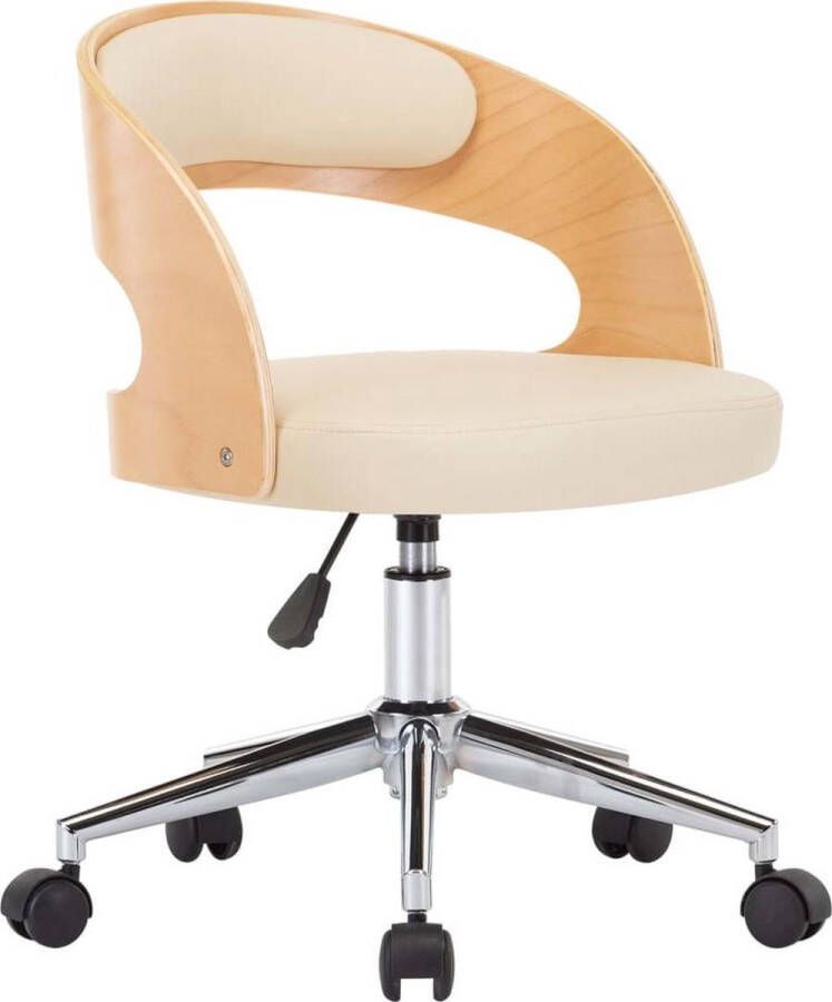 VidaXL Eetkamerstoel draaibaar gebogen hout en kunstleer crÃ¨me - Foto 2