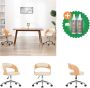 VidaXL Kantoorstoel draaibaar gebogen hout en kunstleer crème Bureaustoel Inclusief Onderhoudsset - Thumbnail 1