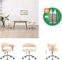 VidaXL Kantoorstoel draaibaar gebogen hout en kunstleer crème Bureaustoel Inclusief Onderhoudsset - Thumbnail 2