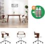 VidaXL Kantoorstoel draaibaar gebogen hout en kunstleer wit Bureaustoel Inclusief Onderhoudsset - Thumbnail 1