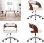 VidaXL Kantoorstoel draaibaar gebogen hout en kunstleer wit Kantoorstoel Kantoorstoelen Stoel Stoelen - Thumbnail 1
