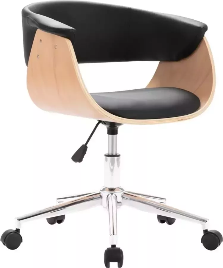 VidaXL -Kantoorstoel-draaibaar-gebogen-hout-en-kunstleer-zwart - Foto 3