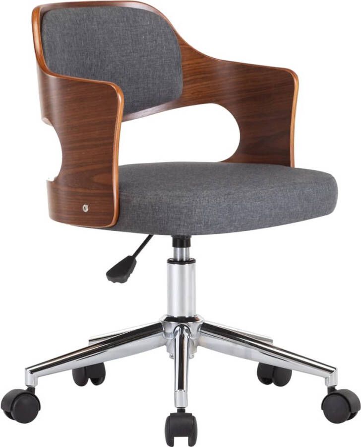 VidaXL -Kantoorstoel-draaibaar-gebogen-hout-en-stof-grijs - Foto 1