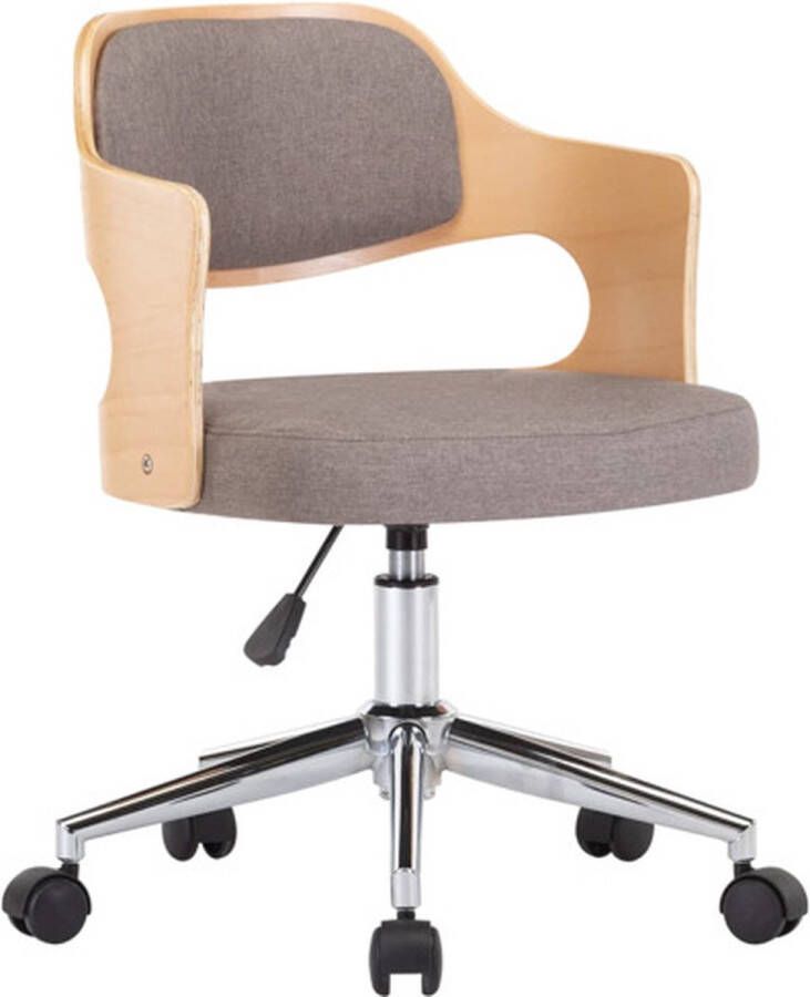 VidaXL -Eetkamerstoel-draaibaar-gebogen-hout-en-stof-taupe - Foto 2