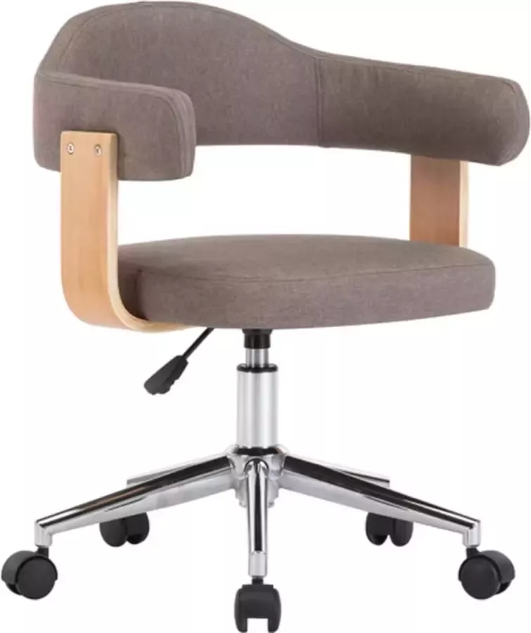 VidaXL -Kantoorstoel-draaibaar-gebogen-hout-en-stof-taupe - Foto 1