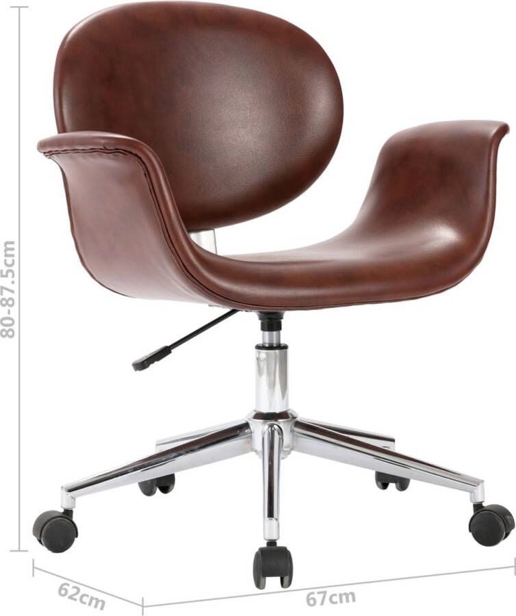 vidaXL Kantoorstoel draaibaar kunstleer bruin Bureaustoel Inclusief Onderhoudsset