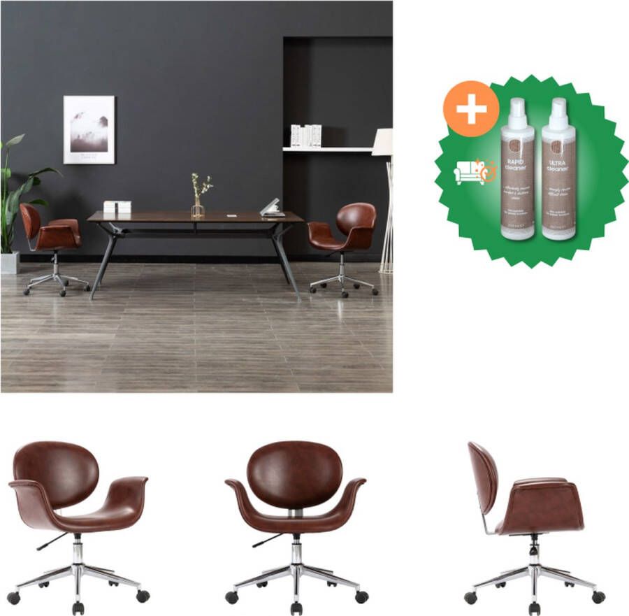 VidaXL Kantoorstoel draaibaar kunstleer bruin Bureaustoel Inclusief Onderhoudsset