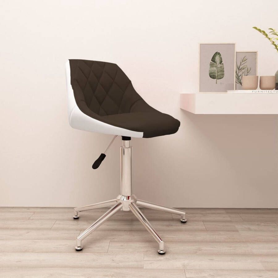 VIDAXL Kantoorstoel draaibaar kunstleer bruin en wit - Foto 1