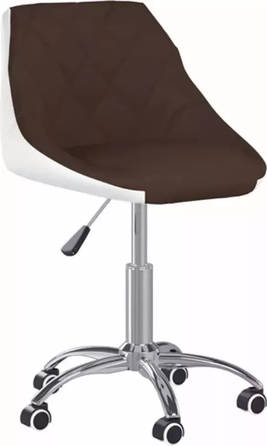 VIDAXL Kantoorstoel draaibaar kunstleer bruin en wit - Foto 2