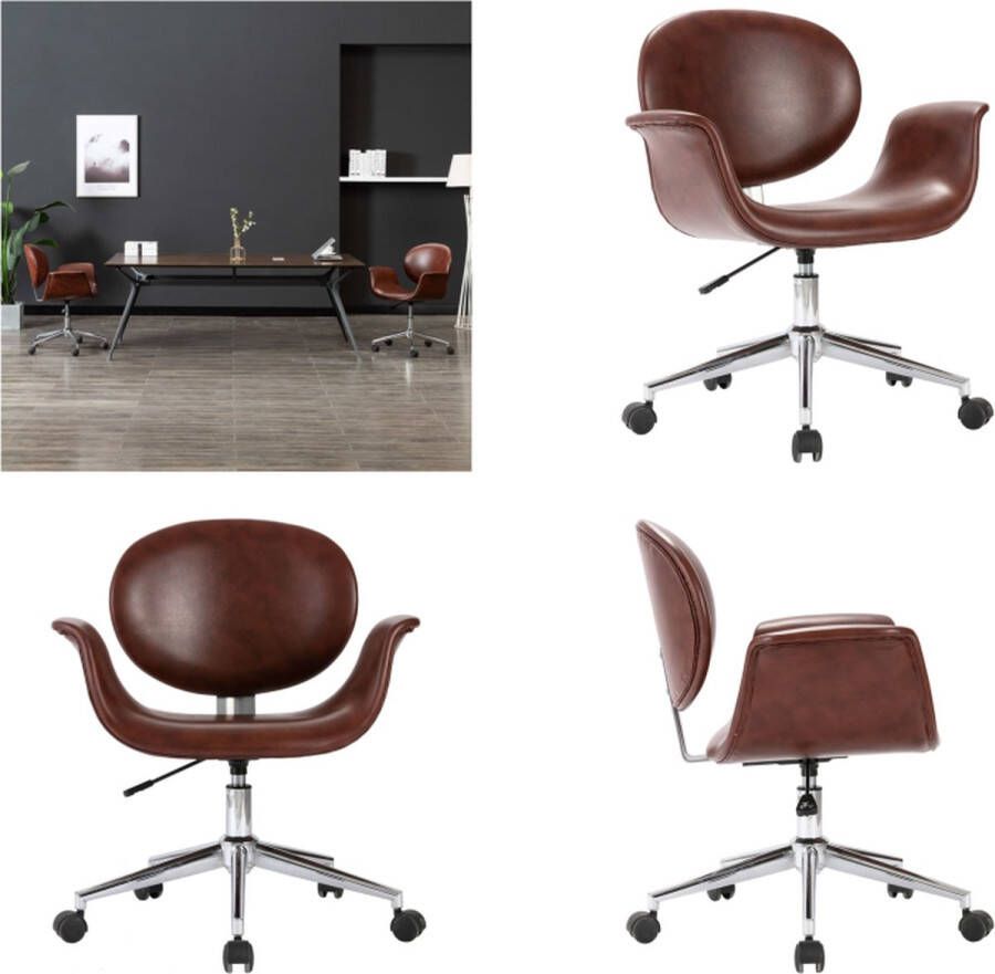 VidaXL Kantoorstoel draaibaar kunstleer bruin Kantoorstoel Kantoorstoelen Stoel Stoelen