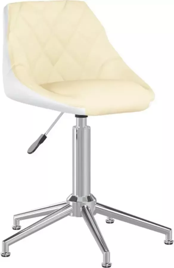 VIDAXL Kantoorstoel draaibaar kunstleer crèmekleurig en wit - Foto 2