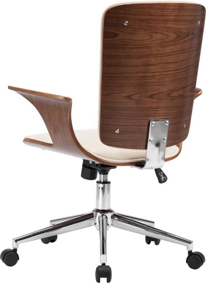 VidaXL -Kantoorstoel-draaibaar-kunstleer-en-gebogen-hout-crème - Foto 2