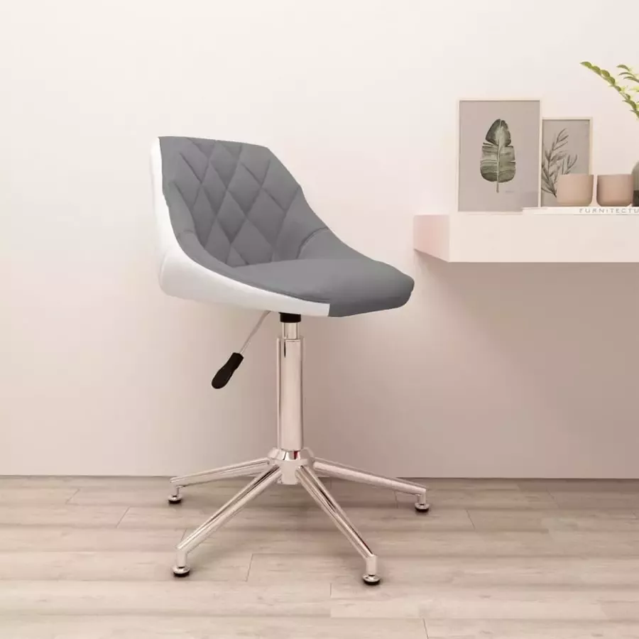 VidaXL Kantoorstoel draaibaar kunstleer grijs en wit - Foto 3