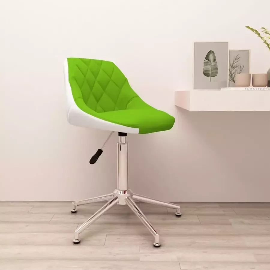 VidaXL Kantoorstoel draaibaar kunstleer groen en wit - Foto 1