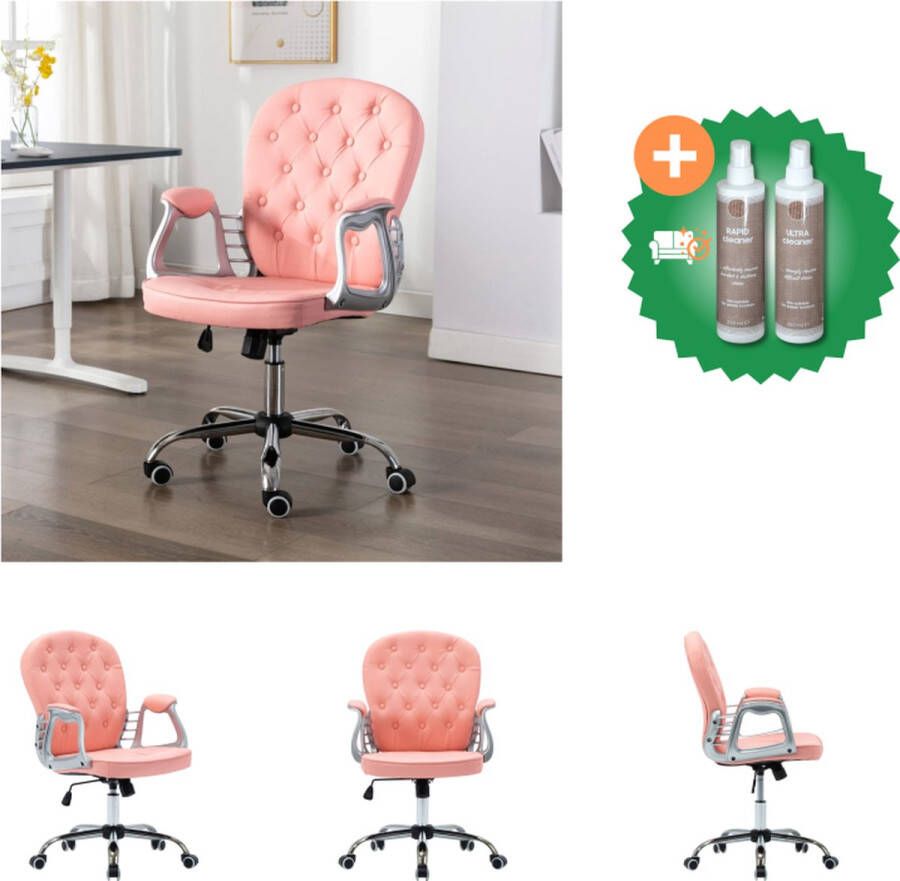 VidaXL Kantoorstoel draaibaar kunstleer roze Bureaustoel Inclusief Onderhoudsset