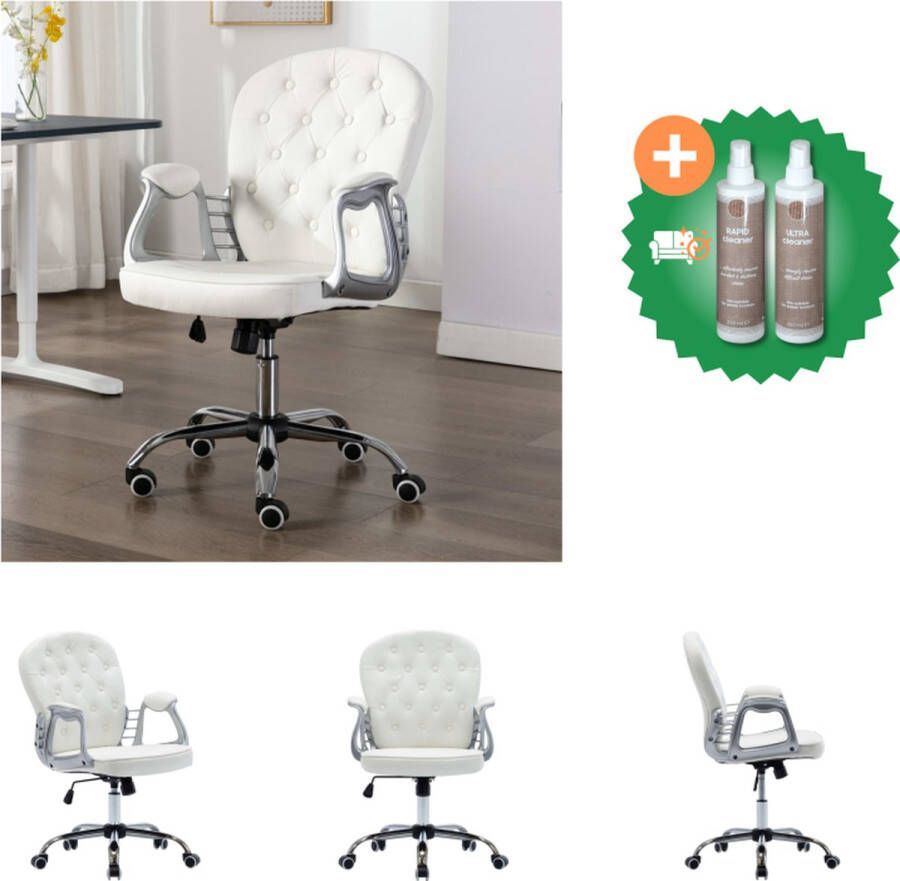 vidaXL Kantoorstoel draaibaar kunstleer wit Bureaustoel Inclusief Onderhoudsset
