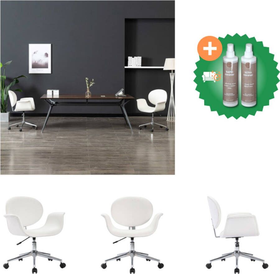 VidaXL Kantoorstoel draaibaar kunstleer wit Bureaustoel Inclusief Onderhoudsset
