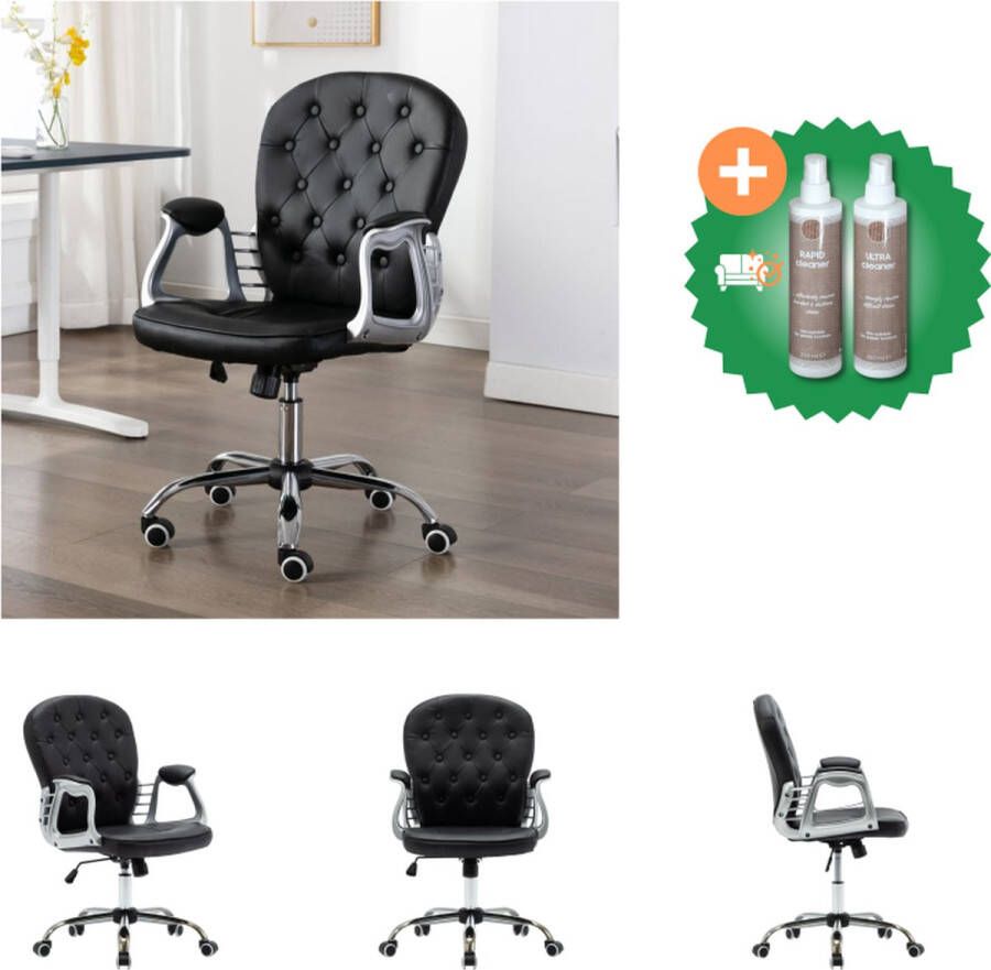 vidaXL Kantoorstoel draaibaar kunstleer zwart Bureaustoel Inclusief Onderhoudsset