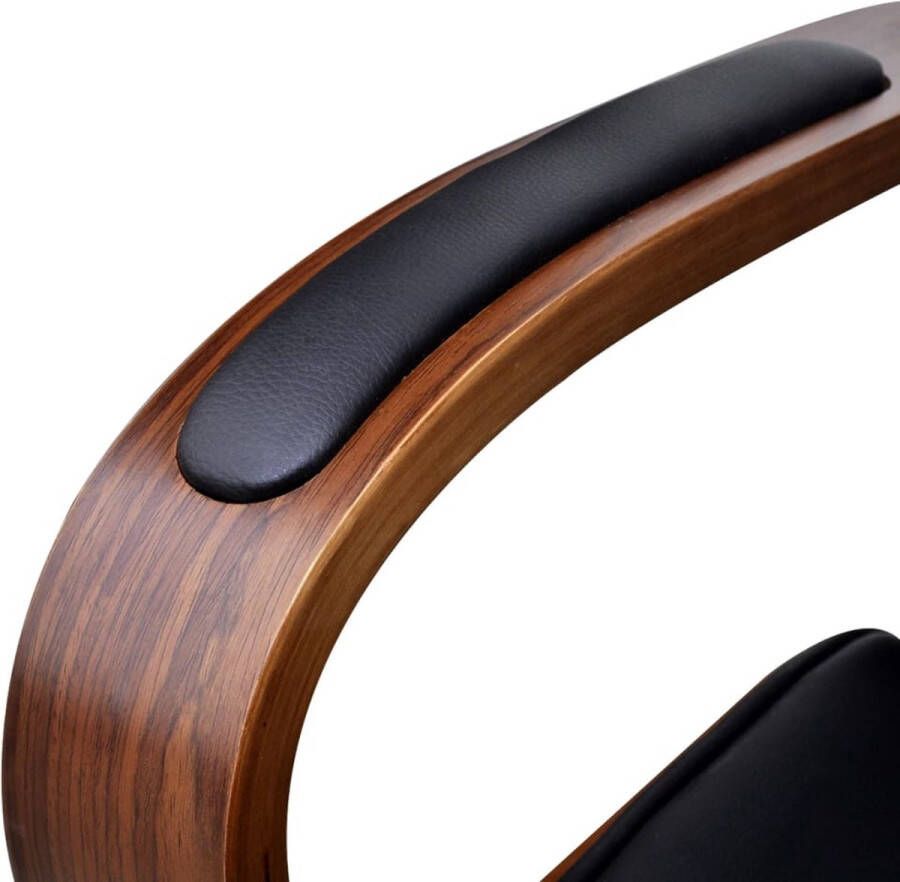 VidaXL -Kantoorstoel-draaibaar-met-hoofdsteun-gebogen-hout-en-kunstleer
