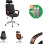 VidaXL Kantoorstoel draaibaar met hoofdsteun gebogen hout en kunstleer Bureaustoel Inclusief Onderhoudsset - Thumbnail 1