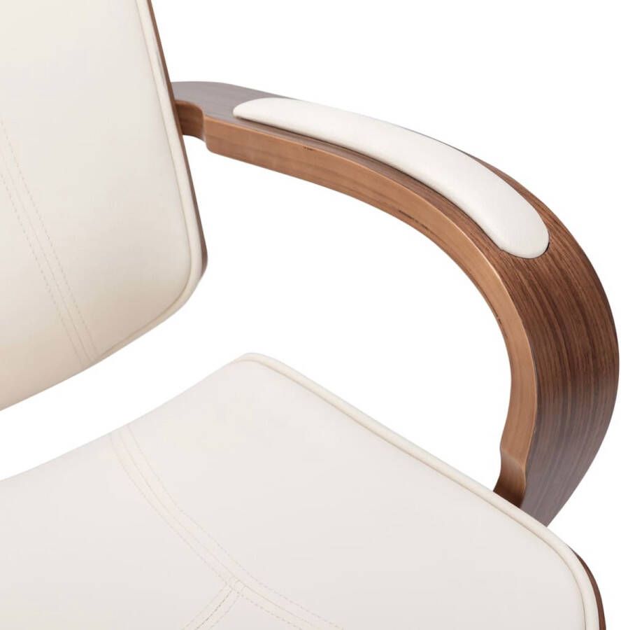 VidaXL -Kantoorstoel-draaibaar-met-hoofdsteun-kunstleer-en-hout-crème - Foto 1