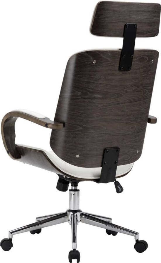 VidaXL -Kantoorstoel-draaibaar-met-hoofdsteun-kunstleer-en-hout-wit - Foto 2