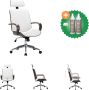 VidaXL Kantoorstoel draaibaar met hoofdsteun kunstleer en hout wit Bureaustoel Inclusief Onderhoudsset - Thumbnail 1