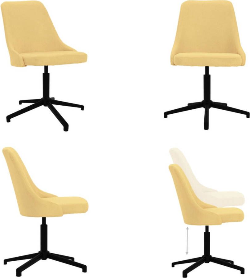 VidaXL Kantoorstoel draaibaar stof geel Eetkamerstoel Eetkamerstoelen Keukenstoelen Keukenstoel